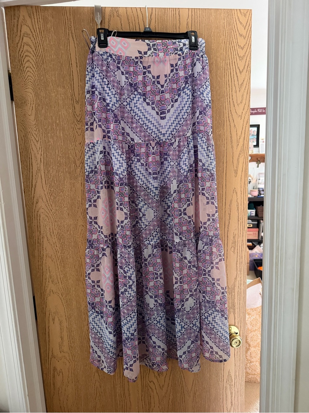 Express Lavender and Pink Printed Maxi Skirt